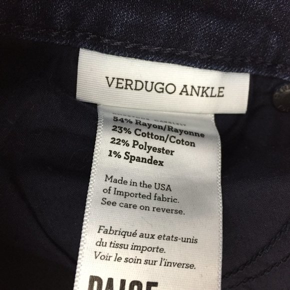 PAIGE Medium/Dark Wash 5 Pocket Logo Hardware VERDUGO Skinny Ankle Jeans - Picture 3 of 13